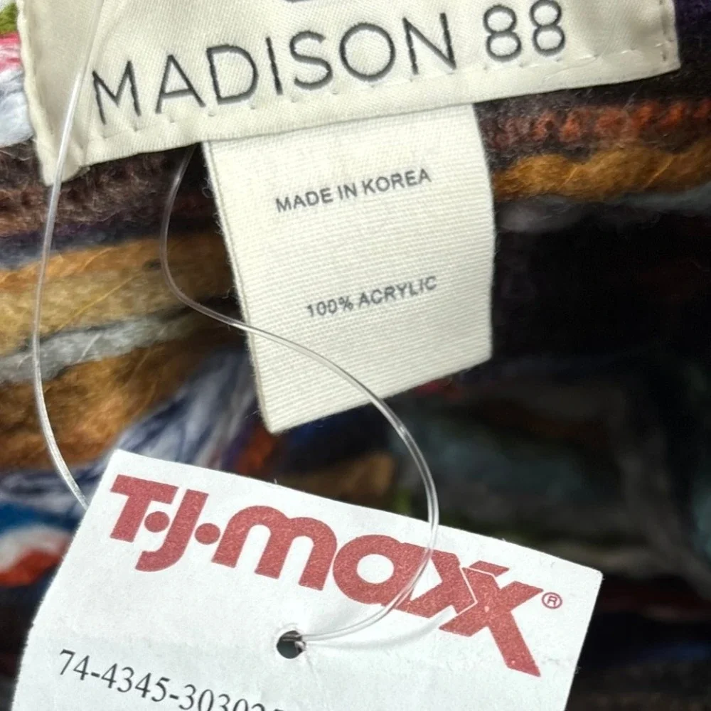 NWT Madison 88 Infinity Scarf Multicolor Striped‎ Knit Circle Loop Boho Indie
